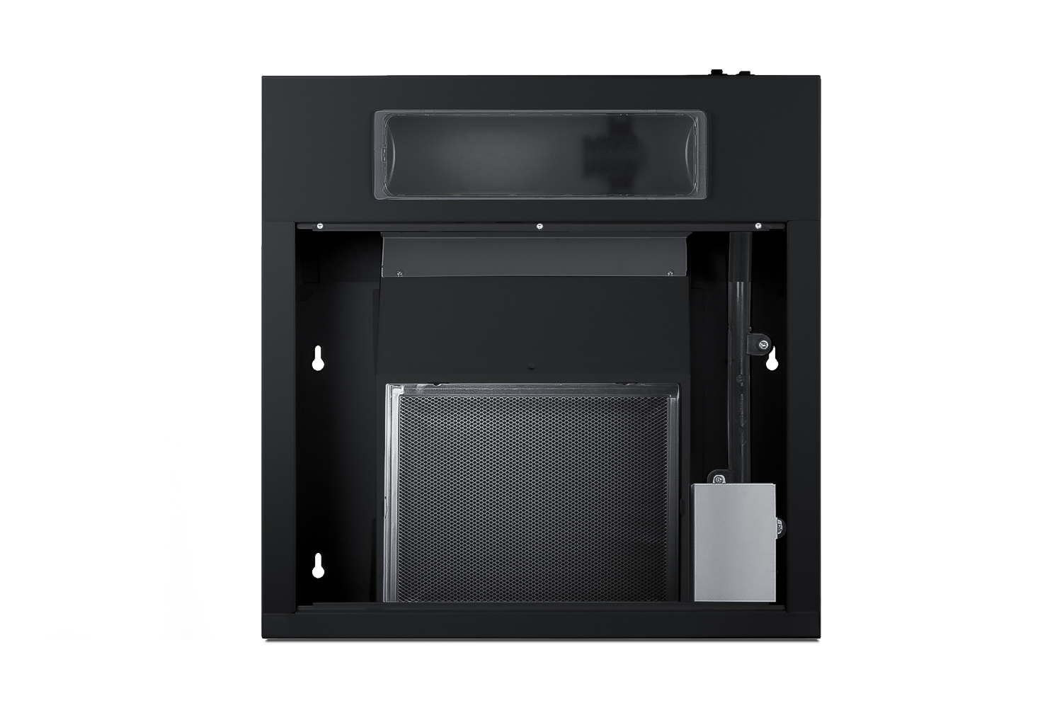 20 inch wide under cabinet convertible range hood for ducted or ductless use in black, made in North America